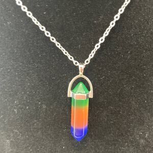 Pretty Rainbow Glass Point Necklace - #2